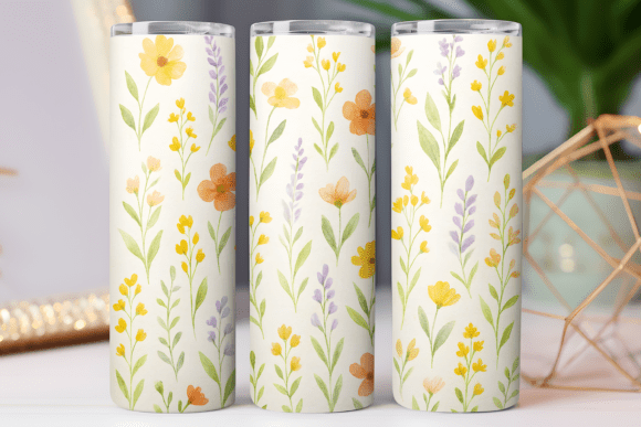 Floral Tumbler Wrap PNG Art for 20oz Skinny Tumblers