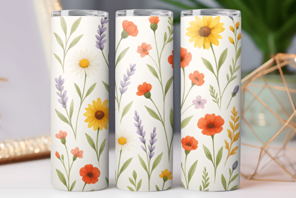 Floral Tumbler Wrap PNG for Embroidery Projects