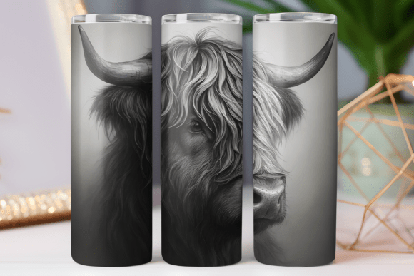 Highland Cow Tumbler Design PNG Wrap Art Review