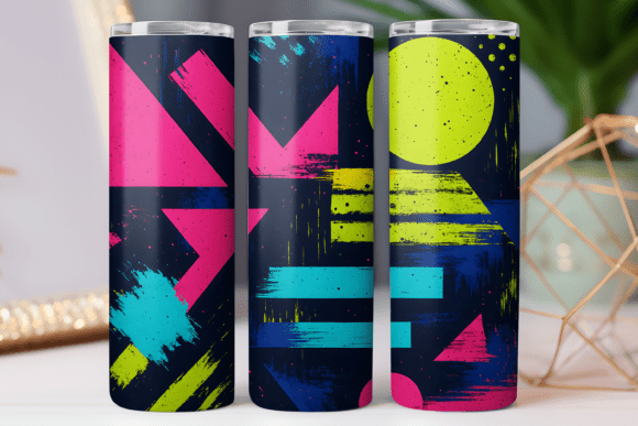 Retro Geometric Pattern Tumbler Wrap PNG Review