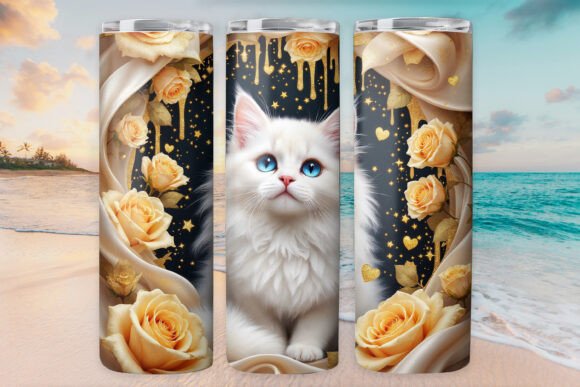 Rose Cat Kitty Tumbler Wrap 20oz Skinny Review